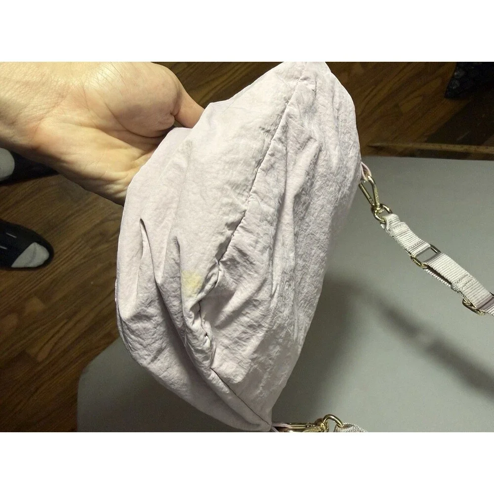 Lululemon Pink Crescent Crossbody Bag Small Adjustable Strap Zip Gold Hardware